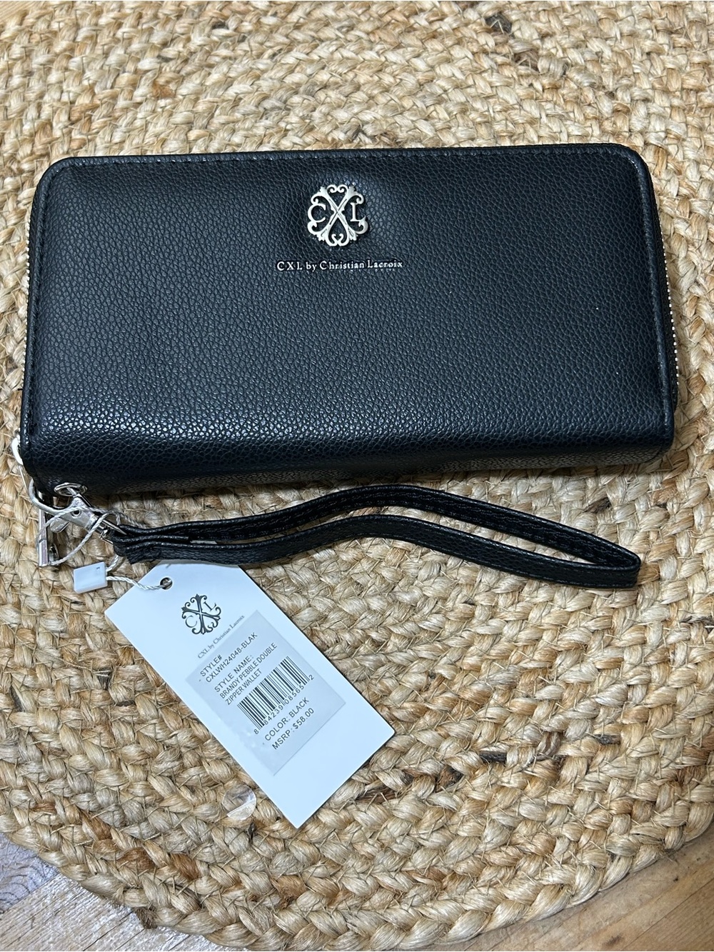 Christian Lacroix CXL Brandy Pebble Double Zipper
Wallet Wristlet Black NWT